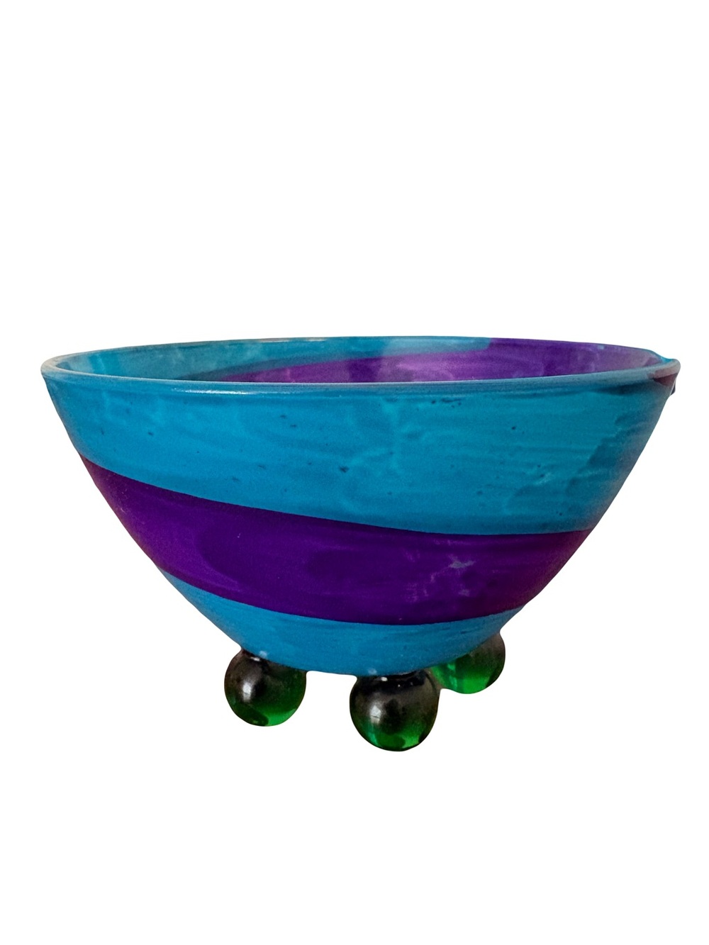 Modern Memphis Style Glass Pitcher & French Footed Colorful Bowl Set - Picture 3 of 10